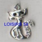 Chat pendentif argent avec strass 30 mm